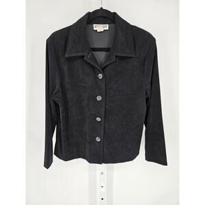 Briggs Women's Black Suede Long Sleeve Button-Up Jacket Size PM